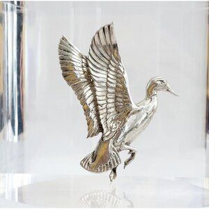 XL Figural Sterling by Cini Signed Vintage Duck in Flight 1950's Charm | Pendant